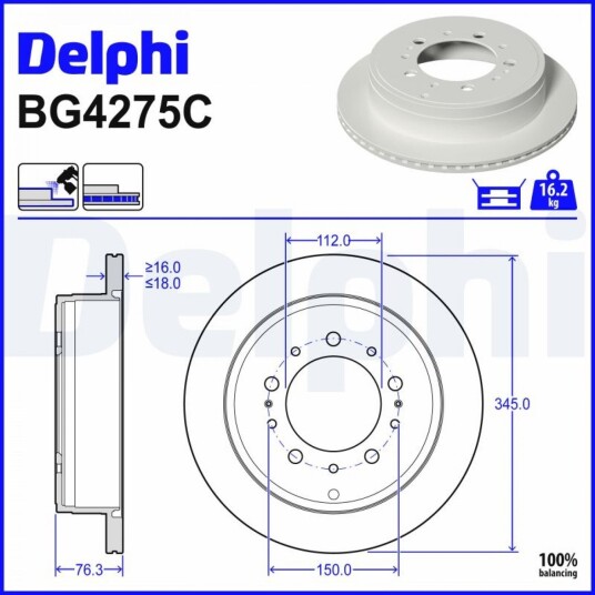 DELPHI BG4275C Bremseskive DELPHI BG4275C Bremseskive