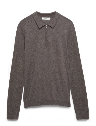 Selected Slhberg Ls Half Zip Polo Noos - Brown - M
