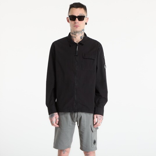 C.P. Company Organic Cotton Gabardine Zip Overshirt Black C.P. Company Organic Cotton Gabardine Zip Overshirt Black