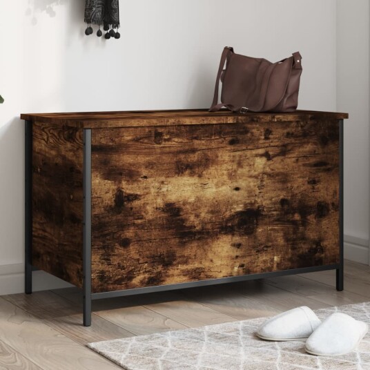 Oppbevaringsbenk røkt eik 80x42,5x50 cm konstruert tre 8721012340664