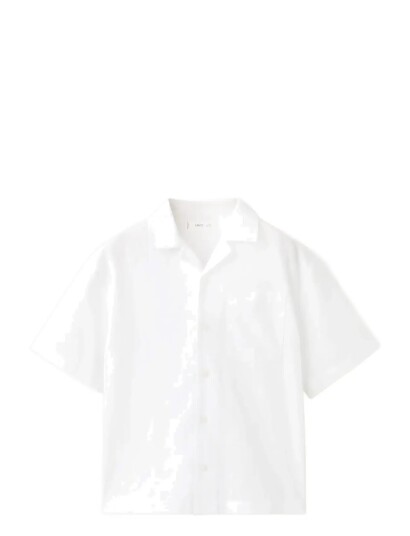 Mango Linen Blend Short Sleeve Shirt White 6