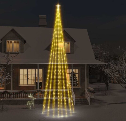 vidaXL Juletre på flaggstang 1134 LED varmhvit 800 cm