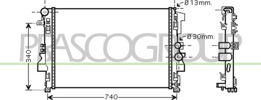 PRASCO ME907R014 Radiator motorkjøling PRASCO ME907R014 Radiator motorkjøling