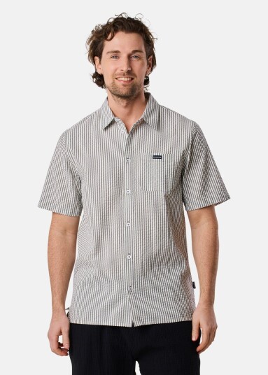 Seaside Seersucker Shirt Olive Stripe L Kortarmede Skjorter Seaside Seersucker Shirt Olive Stripe L Kortarmede Skjorter