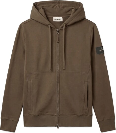 Calvin Klein Jeans Ls Eu 350Terry Badge Fz Hoodie Khaki green L