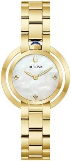 Bulova Dameklokke 97L181 Classic Hvit/Gulltonet stål Ø30 mm