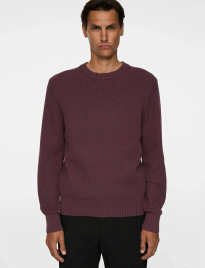 J. Lindeberg Oliver Structure Sweater - Burgundy - M J. Lindeberg Oliver Structure Sweater - Burgundy - M