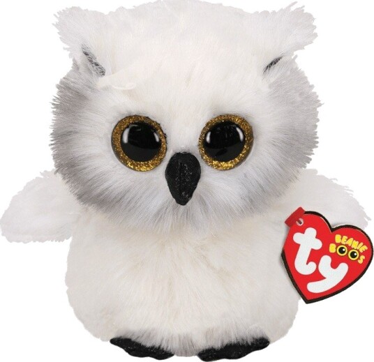 Ty Beanie Boos Ugle Austin Kosedyr 15 cm Hvit 3+ år