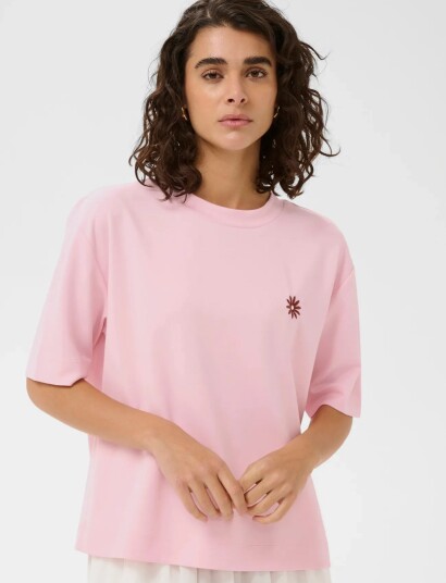 Kaffe Kaannie Embroidery T-Shirt - Pink - S