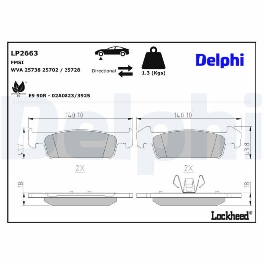 Bremseklosser DELPHI LP2663 Bremseklosser DELPHI LP2663