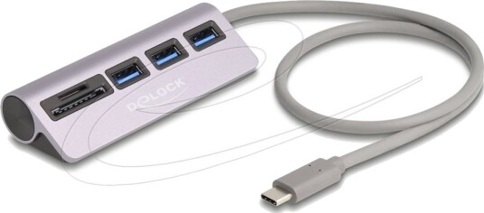 Delock 3-Port Usb 5 Gbps-Hub Inkludert Sd- Og Micro Sd-Kortleser Med Usb Type-C-Port