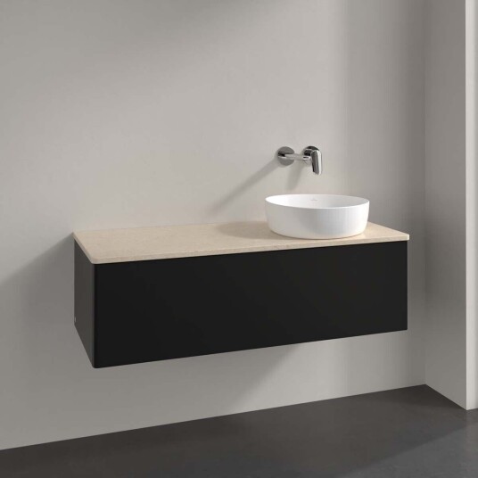 Villeroy & Boch Antao Servantskap med 1 skuff 120x50x36 cm m/lys Sort Matt/Crème