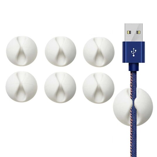 6 pack selvklebende kabelholder hvit