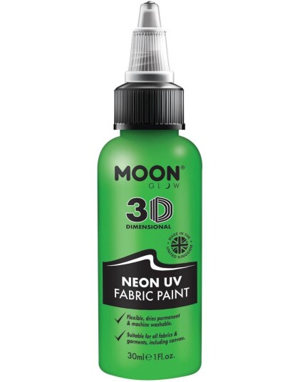 Grønn Neon UV Blacklight 3D Tekstilmaling 30 ml