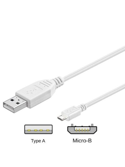 Pro 1.8m USB 2.0 A til Micro-B Kabel Hvit