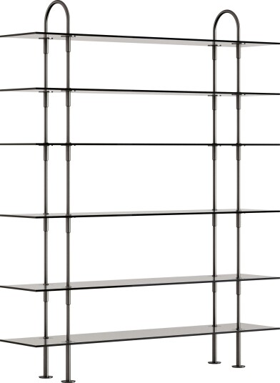 Keen Hyllesystem Med 6 Hyller 160 cm Sort Messing / Tonet Glass