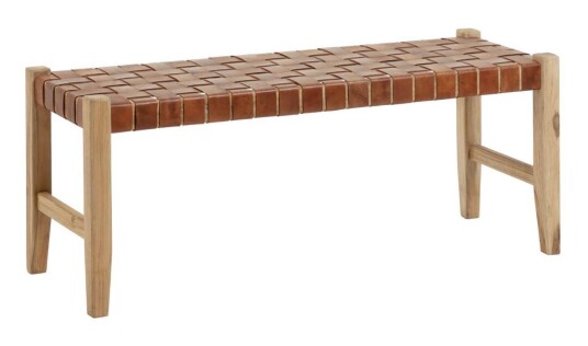 Kave Home Calixta Benk - Teak/Lær Unoliving 1712528-01-0 1599115-01-0
