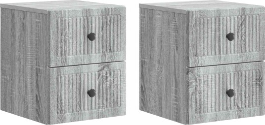  Vegghengt Nattbord med skuff 2 pcs Grå sonoma 33 x 34,5 x 40 cm