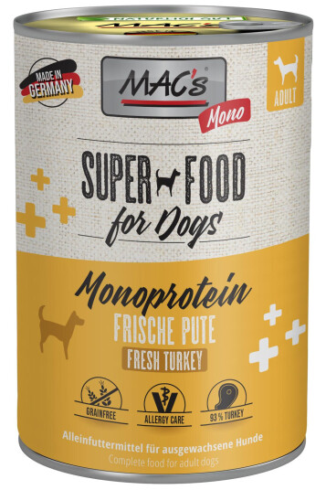 Mac'S Mono Super Food For Dogs Kalkun 800G Våtfôr