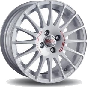 OZ Superturismo WRC White Red Lettering 6.5x15 4x100 ET43 B68