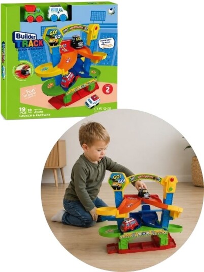 Builder Track Bilbane Med 2 Biler 19 Deler Builder Track Bilbane Med 2 Biler 19 Deler