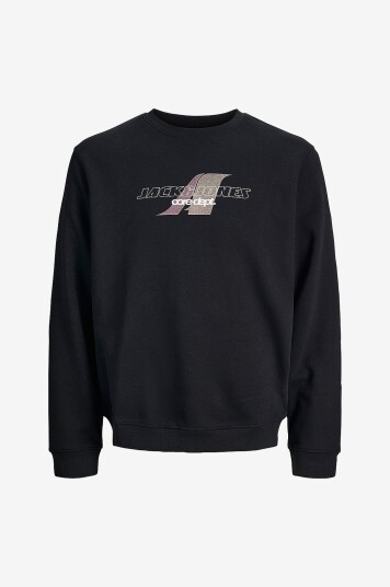 Jack & Jones Junior Collegegenser jcOtier Print Sweat Crew Neck SN JN Svart