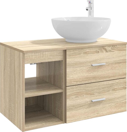  Baderomsinnredningssett 2 pcs Sonoma eik Konstruert tre