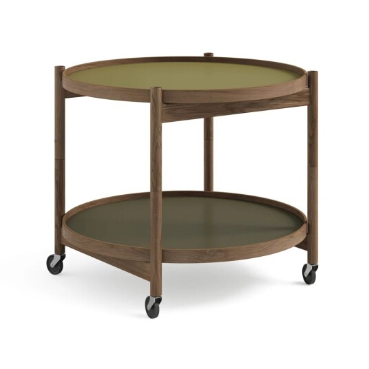Brdr. Krüger Bølling Tray Table model 60 rullebord leaf, røykoljet eikestativ