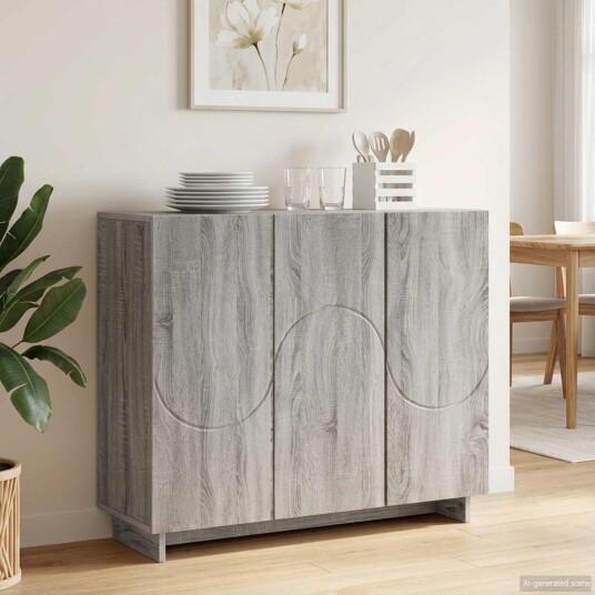 vidaXL Skjenk Grå Sonoma 85,5 x 31 x 75 cm Konstruert tre