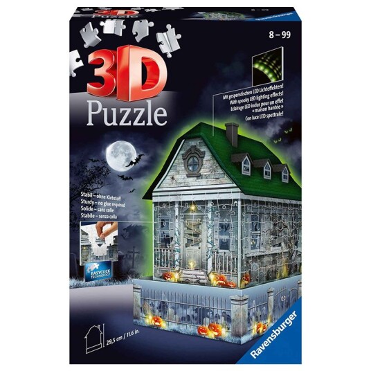 Ravensburger 3d Puslespill 216 Brikker Hjemsøkt Hus Nattlys