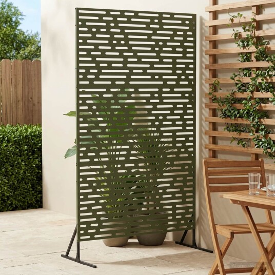 vidaXL Personvernsvegg 100 x 50 x 180 cm Stål Olivengrønn