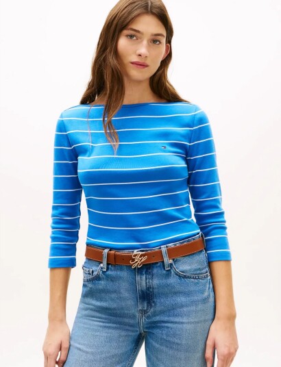 Tommy Hilfiger Slim Cody Boat Nk 3/4Slv Blue L