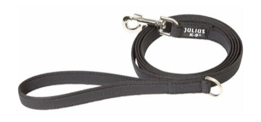Julius-K9 Kobbel 20mm Grå-Svart med Håndtak 1,8m