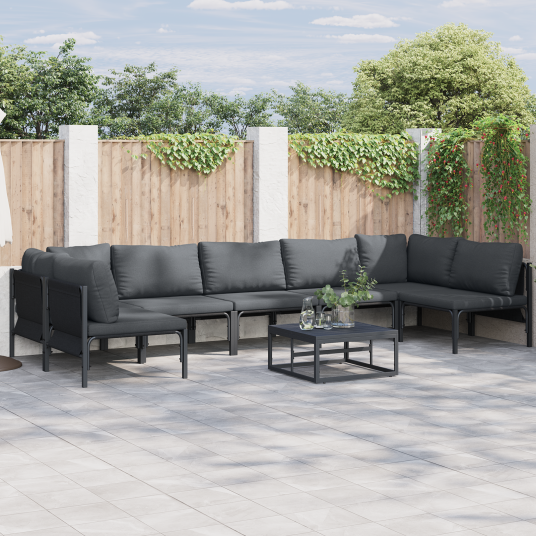 Hagesofa Set 7 pcs Antrasitt Stål