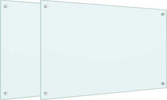  Kjøkkenplater 2 stk hvit 80x50 cm herdet glass