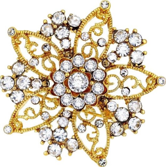 Pan Jewelry Brosje i forgylt med stener