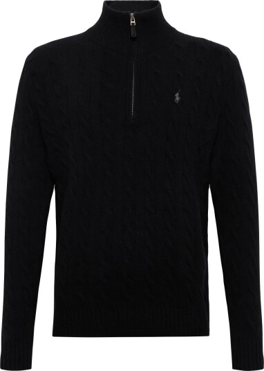 Polo Ralph Lauren Cable Knit Quarter Zip Sweater   POLO BLACK   XXL