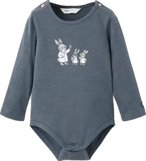 Mango Cotton Bodysuit With Printed Detail MEDIUM BLUE 1 3M Mango Cotton Bodysuit With Printed Detail MEDIUM BLUE 1 3M