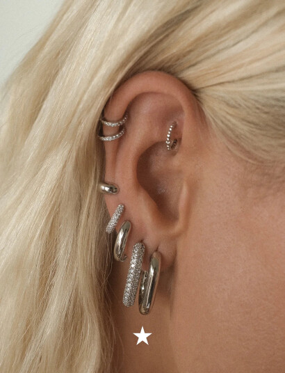 LUV AJ Xl Chain Link Hoops Silver   Silver   