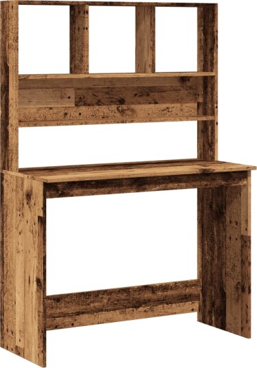 Skrivebord med hyller gammelt tre 102x45x148 cm konstruert tre