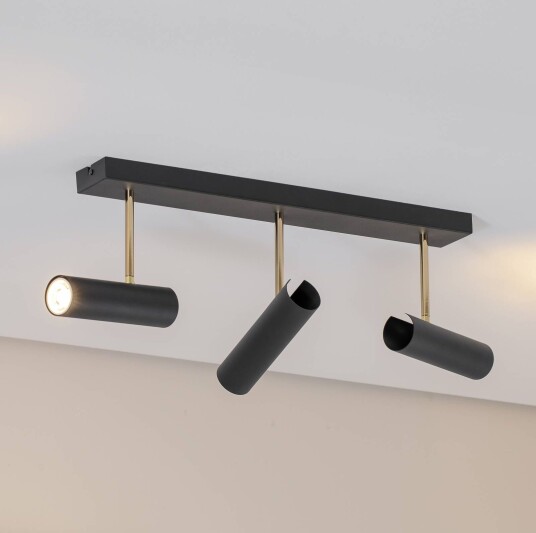 Luminex Axion taklampe 3 lyskilder svart/gull lang stål
