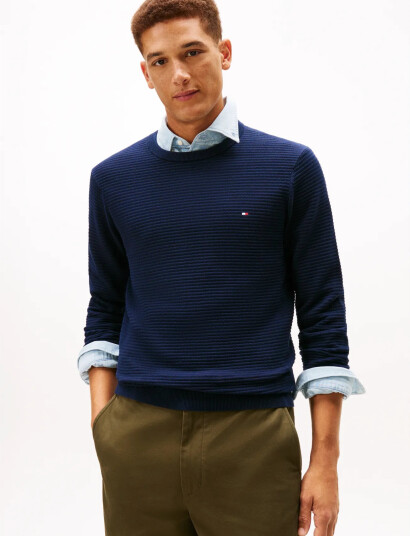Tommy Hilfiger Seasonal Structure Cneck - Navy - XXL