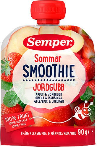 Semper Sommer smoothie med eple og jordbær fra 6 mnd. - 90 g