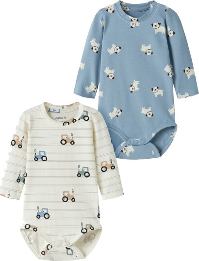 Name It Body I/e 2 pack NbmVroels Antique White/Ashley Blu Name It 56 Langermet Body Beige Blå