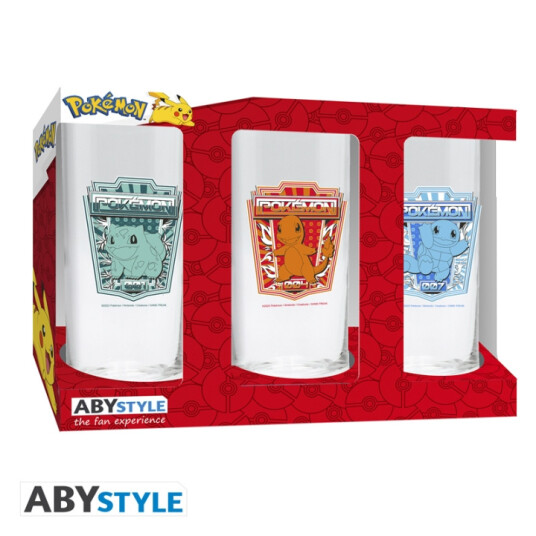Abysse Pokémon glasssett 3-pack 290ml - 14 cm høyde, 6 cm diameter