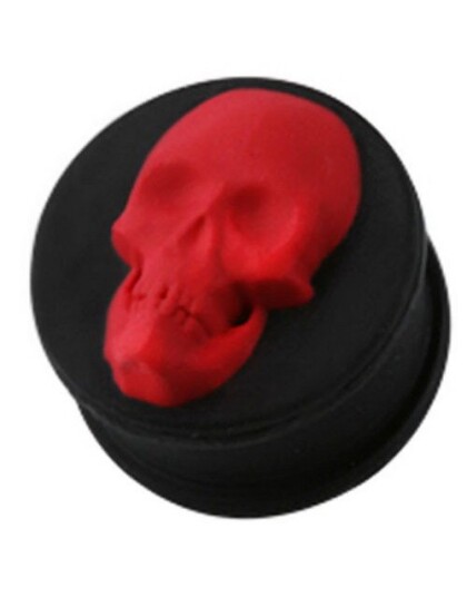 Smiling Red Skull Svart Piercing Plugg Strl 20 mm Smiling Red Skull Svart Piercing Plugg Strl 20 mm