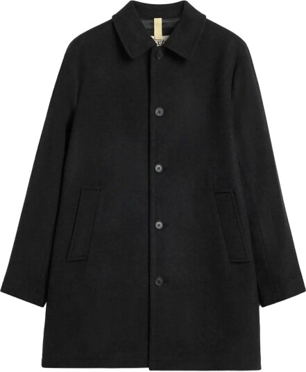 Brixtol Textiles T Coat Wool   BLACK MELANGE   S