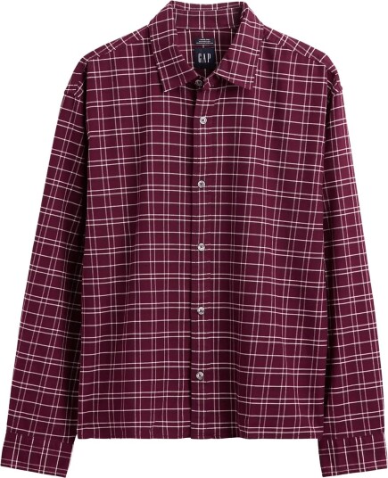 GAP Relaxed Crop Straight Hem Oxford Shirt Burgundy L GAP Relaxed Crop Straight Hem Oxford Shirt Burgundy L