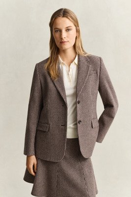 Gant Reg Houndstooth Blazer Brown 42