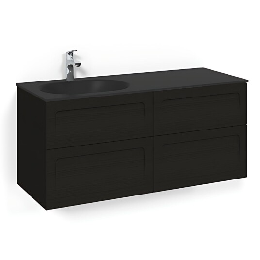 Macro Design Crown Servantskap 4-skuff - med Venstre Glasservant 120cm Svart eik / Shape Glass Edge Macro Design Crown Servantskap 4-skuff - med Venstre Glasservant 120cm Svart eik / Shape Glass Edge